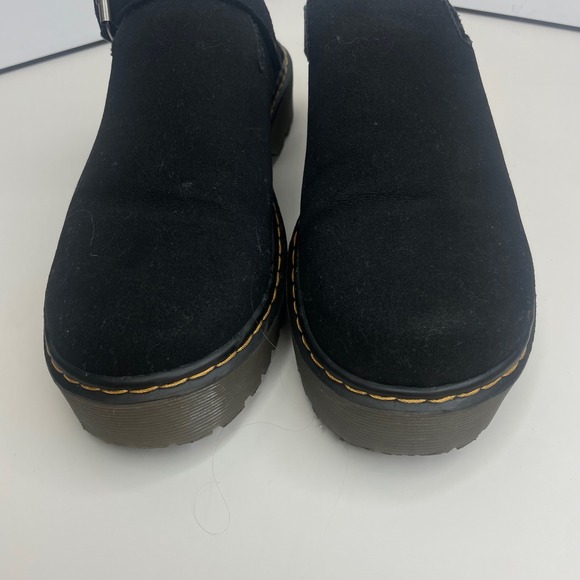 COUTGO Black Suede Clog Sandals Platform Buckle Strap Chunky Heel Womens SZ 9.5 - Picture 5 of 7